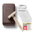 Störtebekker® Premium Rasierhobel Herren Hamburg - Rasierset mit 10 Rasierklingen & Leder-Etui - Nassrasierer Herren inkl. Reise-Etui mit Spiegel - *TESTSIEGER* Stiftung Warentest (12/2024)