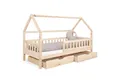 Ehrenkind Hausbett Lille aus massivem Kiefernholz inkl. Rausfallschutz und Rollrost (90x200 cm Natur, Hausbett mit optionalem Stauraum), 2 in 1 Aufbau bodentief oder Standardhöhe