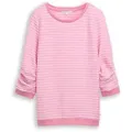 TOM TAILOR DENIM Damen Sweatshirt mit Streifenmuster, rosa, Gestreift, Gr. XS