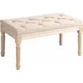 Polsterbank Sitzbank Vintage Bettbank, Flurbank Mit Knöpfen, Leinenoptik, Bis 120 Kg Belastbar, 80x40x43cm, Beige - Homcom