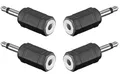 4 x ADAM HALL Adapter 3,5 mm Mono Klinkenstecker auf 3,5 mm Stereo Klinkenbuchse