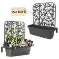 2er Set Blumenkasten Balkon Balkonkasten mit Spalier Pflanzkasten mit Wasserspeicher Blumenkasten Geländer Kasten Balkongeländer Geländerkasten ...