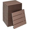 Tectake Terrassenfliesen Tegulas 22Er Set Im Klicksystem Robustes Wpc In Holzoptik 22Er Set 31 x 31 x 2 20 cm Braun