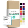 Jacobson Jersey Spannbettlaken Spannbetttuch Baumwolle Bettlaken (180x200-200x200 cm, Beige)