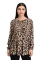 Betty Barclay Damen Schlupfbluse mit Plissee 38, Schwarz/Beige