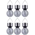 6er Set Solar Hänge Leuchten rund Garten Kugel Lampen Spiegel Scherben Mosaik silber Deko Lichter