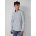s.Oliver Langarmhemd Hemd Slim Fit: Fein gemustertes Baumwollhemd mit Kentkragen weiß M