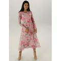 Aniston SELECTED Midikleid in Mesh-Qualität und floralem Muster - NEUE KOLLEKTION blau|braun|bunt|grün|lila|rosa|rot 42