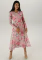 Midikleid, in Mesh-Qualität und floralem Muster - NEUE KOLLEKTION, Gr. 42 - N-Gr, pink-rosa-flieder-lila-hellgrün-grün-natur-hellblau-türkis-rot-terra-braun N-Gr