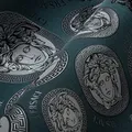 VERSACE WALLPAPER Petrol Silber Schwarz Blau Luxus Tapete Vliestapete Logo Medusa 386111 10,05x0,70m Made in Germany