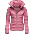 Steppjacke MARIKOO "Löwenbaby", Damen, Gr. S (36), lila (himbeere), Oberstoff: 100% Nylon, Futter: 100% Polyester, Wattierung: 100% Polyester, Ärmelfutter: 100% Polyester, modisch, tailliert hüftbedeckend, Langarm Ärmel ohne Ärmelschlitz elastischer Bund, Jacken, stylische Übergangsjacke mit abnehmbarer Kapuze