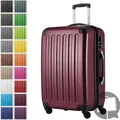 HAUPTSTADTKOFFER Alex - Hartschalen-Koffer erweiterbar mit 4 Rollen Check-In Trolley Reisekoffer mit Dehnfalte Check-In Gepäck 158cm Hardcase Luggage 65 cm, 74 Liter,Dunkelrot (Burgund)