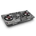 Numark NS4FX – 4-Kanal DJ Controller Pult, Touch-Jogwheels mit Display, Pads und Effekten, Booth- und Main-Ausgänge, Serato DJ Lite enthalten