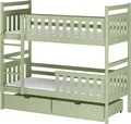 Etagenbett, Kinder, Kinderbett, 90x200 cm Bett | Mit 2 Schubladen, senkrechter Leiter & Absturzsicherung | Platzsparendes Hochbett für das Kinderzimmer | 97x208x171 cm (BxTxH) | Olivgrün