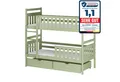 Kids Collective Hochbett 80x180, 90x200 cm mit 2 Schubladen Kinderbett mit Rausfallschutz Lattenrost, umbaubar in 2 Kinderbetten, Vollholz, Olivgrün, 200x90 cm