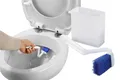 MAXIMEX WC Rand Reiniger Bürste mit Box abgewinkelt Saug Näpfe Borsten Toiletten