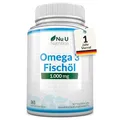 Omega 3 Fischöl 1000mg Hochdosiert - 365 Softgel Kapseln - Omega3 mit 540mg EPA und 360 mg DHA pro Tagesdosis - Reines Omega-3 aus nachhaltiger Fischerei - Nu U Nutrition
