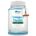 Omega 3 Fischöl 1000mg Hochdosiert - 365 Softgel Kapseln - Omega3 mit 540mg E...