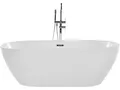 Stilvolle Acryl Badewanne oval freistehend weiß mit Überlauf 150 x 75 cm Nevis
