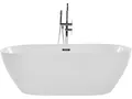 Stilvolle Acryl Badewanne oval freistehend weiß mit Überlauf 150 x 75 cm Nevis