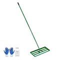 VEVOR Rasen Nivellierrechen 758x254 mm, Rasenrakel mit 198 cm Langem Stahlstiel, Rasenglätter Inkl. Gartenhandschuhe, Rasennivelliergerät, Geeignet für Garten, Golfrasen & Landwirtschaft