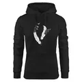 Neverless Hoodie Hoodie Damen Feder Vögel Sweatshirt Kapuze Kapuzenpullover Feather schwarz XL