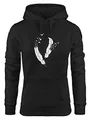Neverless Hoodie Damen Feder Vögel Sweatshirt Kapuze Kapuzenpullover Feather Birds Schwarz XL