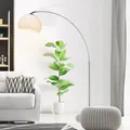BRILLIANT Bogenstandleuchte Vessa | moderne Standleuchte mit weißem Schirm und Gestell in chrom | mit schwenkbaren Kopf und Fußschalter | 1x E27 max. 60W | IP20