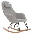 Schaukelstuhl Texturstoff Grau/Schwarz/Natur Schaukelsessel Sessel Relaxstuhl