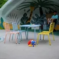 Kindersitzgruppe 'Etroubles' 4-tlg. Kindertisch mit 2 Stühlen und 1 Sitzbank Stahl Mehrfarbig - Bunt