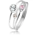 Elli Ring-Set Stapelring Set Kristalle 925 Silber, Ring Set bunt 54