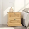 IDIMEX Nachttisch Veneta mit 2 Schubladen, Natur - Nachtkonsole aus Kiefer Massivholz im Landhausstil, rustikaler Nachtschrank, Schlafzimmer Beistelltisch Lamellendesign