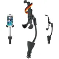 SCHWAIGER LHSP200 513 Universale Smartphone Halterung bis 5,5 Zoll Handyhalterung Auto KFZ-Halterung PKW Smartphonehalter mit USB-A Buchsen Schwanenhals