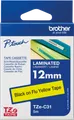 P-TOUCH TZEC31 - laminiertes Schriftband, schwarz auf signalgelb, 12mm