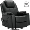 M Mcombo Rindleder Fernsehsessel Relaxsessel Massage Heizung Usb (manuell Verstellbar) (schwarz)