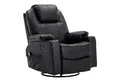 MCombo Relaxsessel MCombo Leder Massagesessel Relaxsessel 7050, manuell, mit Heizung, 360° drehbar und schwenkbar, Leder, Schwarz