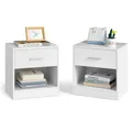 Nachttisch, 2er Set, Beistelltisch, mit Schublade, Griff, offenes Fach, Couch...