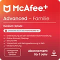 McAfee + Advanced - Familie (Unbegrenzte Anzahl von Geräten) (1 User, 1 Geräte/User, 12 Monate) (MPA31MNRURDACD)