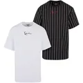 T-Shirt KARL KANI "Karl Kani Herren KM222-101-1 KK 2-Pack Pinstripe + Essential Tee", Herren, Gr. L, schwarz-weiß (schwarz, weiß), 100% Baumwolle, bedruckt, casual, oversize, Rundhals, Halbarm, Shirts