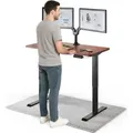 DESKSPACE PRO Elektrisch höhenverstellbarer Schreibtisch – 120x60 cm Memory & Kollisionsschutz, Computertisch Mahagoni Tischplatte / Schwarze Ge... - Schwarz/Braun