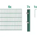 Alberts Komplettset Doppelstabmattenzaun, Grün, Mattenbreite 2 m, 80 cm hoch, 12 m lang