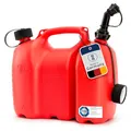 hünersdorff PROFI Doppelkanister / Kombikanister für Kraftstoff und Öl mit Kindersicherung und Auslaufrohr, 6 + 3 Liter, rot, UN-Zulassung, Made in Germany