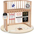 babybay Boxspring Comfort Plus Beistellbett aus massivem Buchenholz/Kinderbett Höhe stufenlos verstellbar & umweltfreundlich/mitwachsendes Babybett mit Verschlussgitter (Natur lackiert)