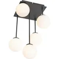 QAZQA - Moderne Deckenleuchte I Deckenlampe I Lampe I Leuchte schwarz mit Opalglas 5-flammig - Athens I Wohnzimmer I Schlafzimmer - Stahl Quadratis... - Weiß