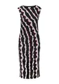 Gemustertes Mesh-Kleid mit seitlicher Raffung schwarz 42