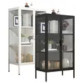 VCM Glasvitrine stehend Vitrine Glas mit ESG-Sicherheitsglas Maße ca. H. 110 x B. 60 x T. 35 cm Standvitrine Glas Modern und platzsparend Glas Vitrinenschrank - Floka M