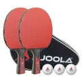 JOOLA Tischtennis Set Duo Carbon 2 Tischtennisschläger + 3 Tischtennisbälle + Tischtennishülle, rot/schwarz, 6-teilig