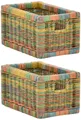 Krines Home Regalkorb Set/2 Regalkorb Aufbewahrungskorb geflochten Rattan (Klein-Mehrfarbig) (2-teiliges Set), Korbset Aufbewahrung Regal Schrankkorb Korb, ca. 20 x 32 x 17,5 cm
