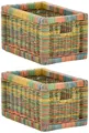 Set/2 Regalkorb mit Holzrahmen Schubfach Rattan Regalkorb Schrankkorb (Bunt)