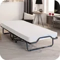 Beautissu Gästebett klappbar 90x200 cm – langlebiges & faltbares Reisebett inkl Schutzhülle & 10,5 cm Dicker Schaumstoff Matratze - Klappbett ohne Aufbau - Stabiler Stahlrahmen & 4 Laufrollen Venetia